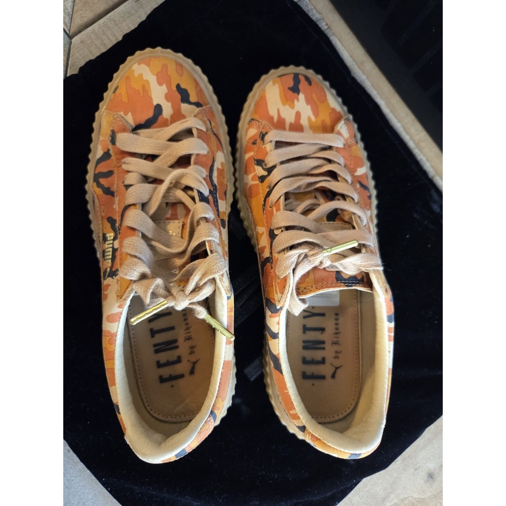 Puma x Fenty Rihanna Orange Camo Leather Platform‎ Creepers Women's 8 NEW - Picture 4 of 10